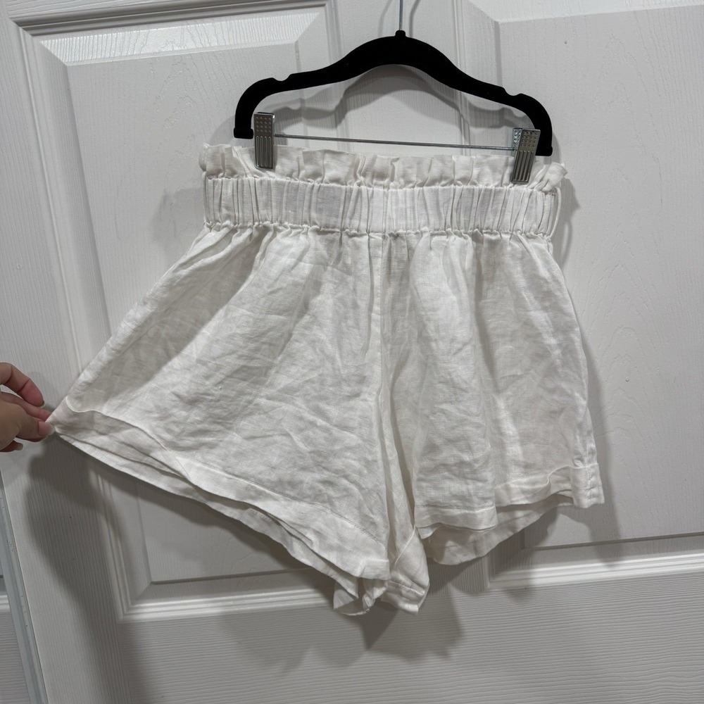 Women's Cleobella Shorts White Linen Size Small S Paper Bag - Picture 2 of 8